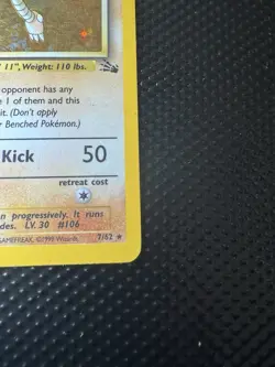 1st Edition Hitmonlee 7/62 Fossil Holo Wotc Pokemon Card Played - Image 4
