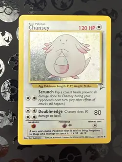 Pokemon Chansey 3/130 Base Set 2 Holo Rare 120 HP Basic Card 2000 English - Image 1