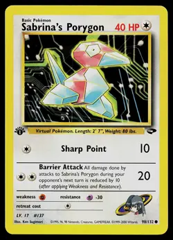 Pokemon Card - Sabrina's Porygon Gym Challenge 98/132 Common 1st Edition - Image 1