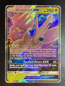 Venomoth GX Full Art 12/214 Pokemon TCG Sun & Moon Unbroken Bonds Holo Rare NM - Image 1