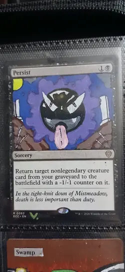 Mtg Hand Painted Altered Art Persist Pokemon Artwork Painting Signed - Image 1