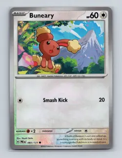 Buneary 083 Pokemon Prismatic Evolutions Master Ball Reverse Holo Card NM+ - Image 1