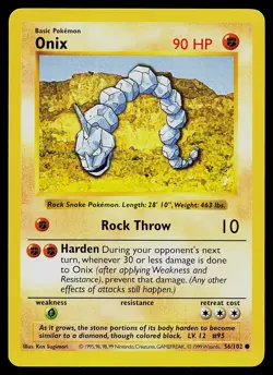 Pokemon Card - Onix Base Set (Shadowless) 56/102 Common - Image 1