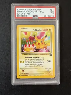 2000 POKEMON PROMO BLACK STAR #24 BIRTHDAY PIKACHU-HOLO PSA 7 - Image 1