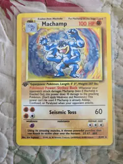 POKEMON TCG WOTC BASE SET MACHAMP #8/102 HOLO 1ST ED 1999 100HP STAGE 2 NM - Image 1