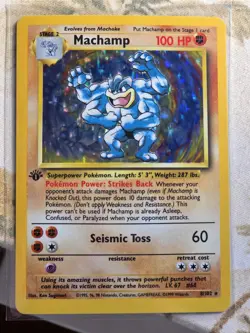 POKEMON TCG WOTC BASE SET MACHAMP #8/102 HOLO 1ST ED 1999 100HP STAGE 2 NM - Image 4