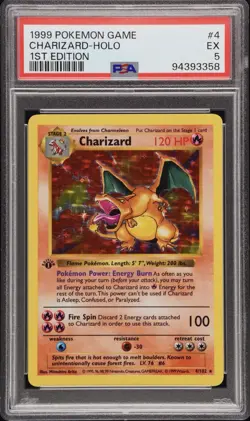 1999 POKEMON BASE SET 1ST EDITION #4 CHARIZARD-HOLO PSA 5 - Image 1