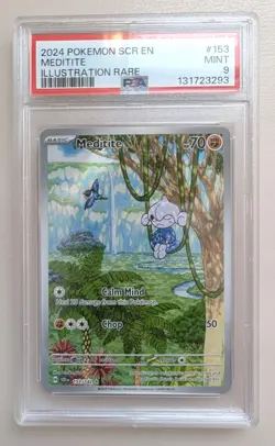 Meditite Illustration Rare Pokemon Scr En-Stellar Crown 153/142 PSA 9 - Image 1