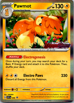Pokemon SV Base Promo STAMPED PRERELEASE Pawmot SVP006 - Near Mint (NM) - Image 1