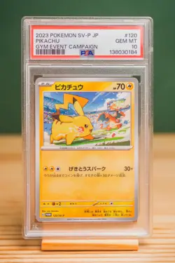 2023 POKEMON JPN SV-P PROMO GYM EVENT CAMPAIGN #120 PIKACHU PSA 10 - Image 1