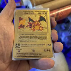 1999 Pokemon Charizard Gold Foil Fan Art Textured Card 4/102 - Image 1