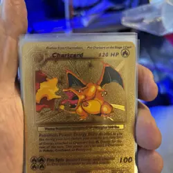 1999 Pokemon Charizard Gold Foil Fan Art Textured Card 4/102 - Image 3