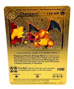 1999 Pokemon Gold Foil Fan Art Textured Card - Charizard 4/102 - Image 1