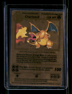 Pokemon Pokemon Charizard Gold Foil Fan Art Textured Card 1999 #4/102 HP120 #3 - Image 3