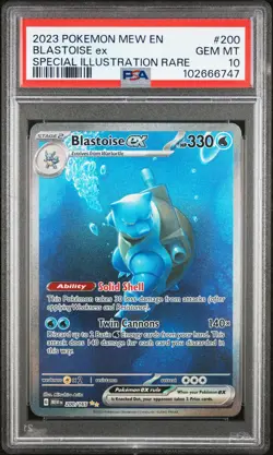 2023 POKEMON MEW EN-151 SPECIAL ILLUSTRATION RARE #200 BLASTOISE EX PSA 10 - Image 1