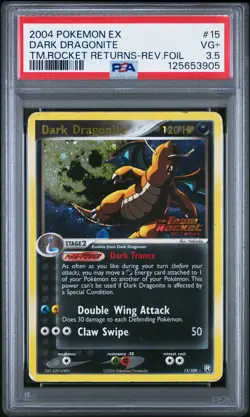 2004 POKEMON EX TEAM ROCKET RETURNS #15 DARK DRAGONITE-REVERSE FOIL PSA 3.5 - Image 1