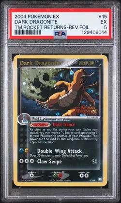 2004 POKEMON EX TEAM ROCKET RETURNS #15 DARK DRAGONITE-REVERSE FOIL PSA 5 - Image 1
