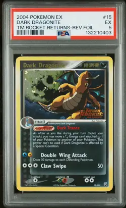 2004 POKEMON EX TEAM ROCKET RETURNS #15 DARK DRAGONITE-REVERSE FOIL PSA 5 - Image 1