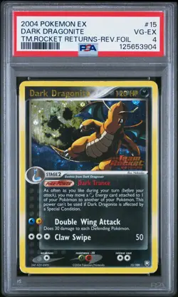 2004 POKEMON EX TEAM ROCKET RETURNS #15 DARK DRAGONITE-REVERSE FOIL PSA 4 - Image 1