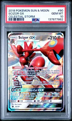 Pokemon Scizor GX Sun & Moon Celestial Storm #90/168 PSA 10 Gem Mint 2018 - Image 1