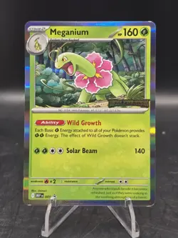 Pokemon TCG Meganium MEP 001 Mega Evolution Stamped Black Star Promo NM - Image 1