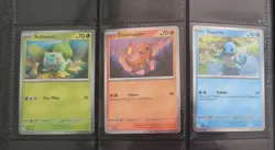 Pokemon 151 Poster Collection Promo Card Set Charmander, Bulbasaur & Squirtle - Image 1