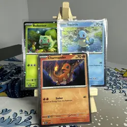 Pokemon 151 Poster Collection Promo Card Set Charmander, Bulbasaur & Squirtle - Image 1