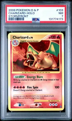 2008 POKEMON DIAMOND & PEARL STORMFRONT #103 CHARIZARD-HOLO PSA 7 - Image 1