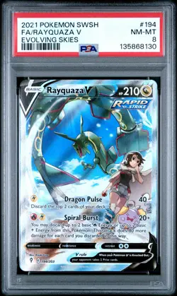 2021 POKEMON SWORD & SHIELD EVOLVING SKIES #194 FULL ART/RAYQUAZA V PSA 8 - Image 1