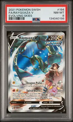2021 POKEMON SWORD & SHIELD EVOLVING SKIES #194 FULL ART/RAYQUAZA V PSA 8 - Image 1