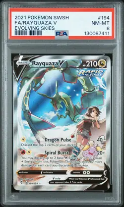 2021 POKEMON SWORD & SHIELD EVOLVING SKIES #194 FULL ART/RAYQUAZA V PSA 8 - Image 1