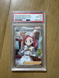 Pokemon Center Lady Full Art TCG Card Vivid Voltage PSA 10 - Image 1