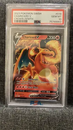 Pokemon TCG Charizard v Crown Zenith Holo Ultra Rare Card PSA 10, 018/159 - Image 1