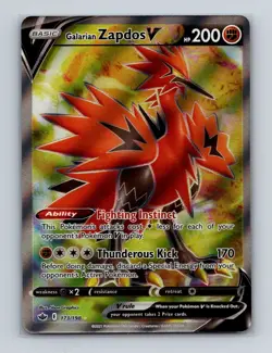 Galarian Zapdos 173 2021 Pokemon Chilling Reign Full Art Ultra Rare Card NM+ - Image 1