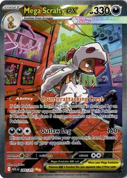 Mega Scrafty ex 285/217 Ascended Heroes Special Illustration Rare Pokemon Card - Image 1