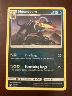 Houndoom 59/111 Crimson Invasion Non-Holo Regular Rare Pokemon TCG Card NM - Image 1