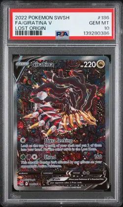 2022 POKEMON SWORD & SHIELD LOST ORIGIN #186 FULL ART/GIRATINA V PSA 10 - Image 1