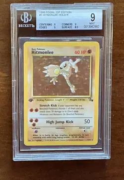 1999 Pokemon Fossil 1st Edition #07 Hitmonlee BGS 9 - Image 1