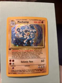 1999 Pokemon 1st Edition Machamp Holo #8/102 Lp -Nm See Pics - Image 1