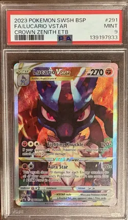 Pokemon Lucario VSTAR SWSH291 Promo Holo Full Art PSA 9 Sword & Shield - Image 1