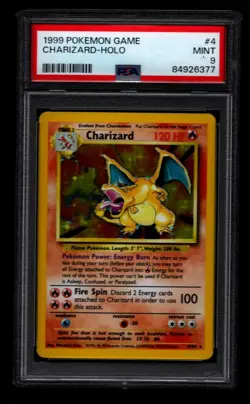 1999 Pokemon Game Charizard-Holo PSA Mint 9 Base Set Unlimited - Image 1