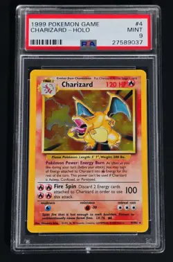 1999 Pokemon Game Charizard-Holo PSA Mint 9 Base Set Unlimited - Image 1