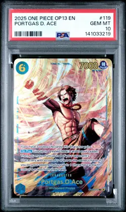 2025 ONE PIECE OP13-CARRYING ON HIS WILL #119 PORTGAS D. ACE PSA 10 - Image 1