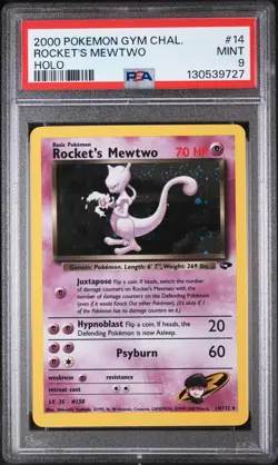 Rocket's Mewtwo Holo Rare Card 14/132 Graded PSA 9 2000 Pokemon Gym Challenge - Image 1