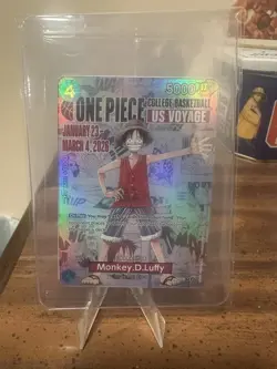 One Piece Monkey D Luffy College Basketball US Voyage Promo Card Sealed - Image 1