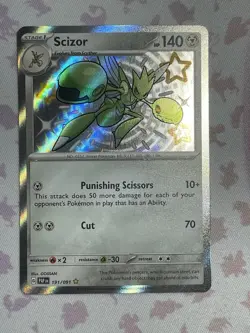 Pokemon TCG Scizor 191/091 Baby Shiny Paldean Fates Scarlet & Violet Card - Image 1