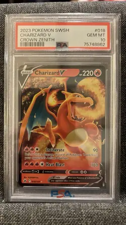 Pokemon TCG Charizard v Crown Zenith Holo Ultra Rare Card PSA 10, 018/159 - Image 1