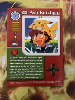 Ash Ketchum #TV1 Topps Blue Logo TV Animation Edition Series 1 Pokemon (LP) - Image 2