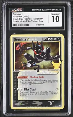 CGC 10 GEM MINT Black Star Promo Greninja Gold Star SWSH144 Celebrations Pokemon - Image 1