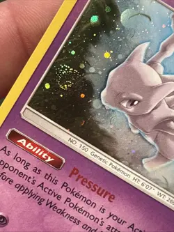 2017 Pokemon Mewtwo SM77 Shining Legends Pin Promo RARE Cosmos Holo w/ SWIRL - Image 3